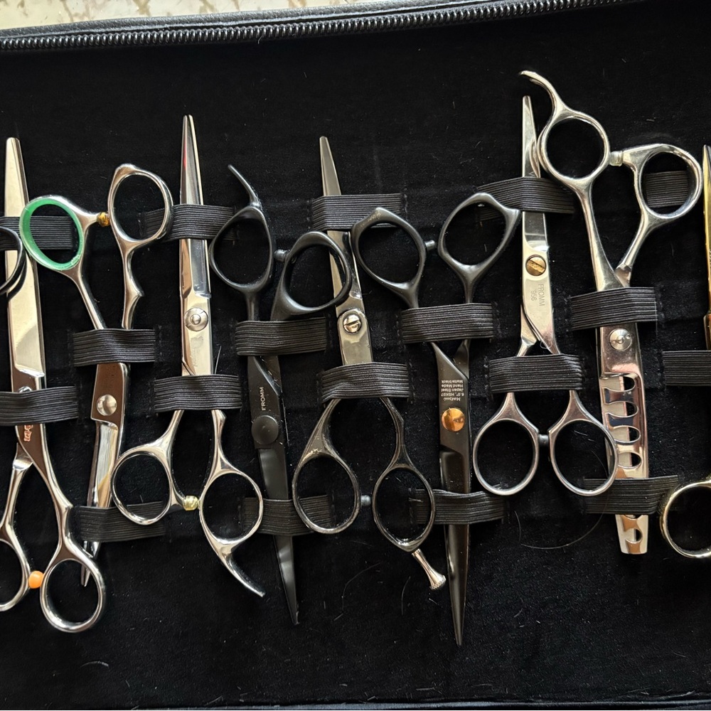 Professional Hair Cutting Scissors Set - Black and Silver